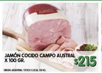 Jumbo Jamón cocido campo austral 100g oferta