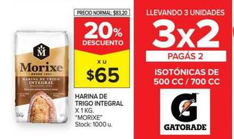 Carrefour Market Morixe Harina De Trigo Integral x 1kg oferta