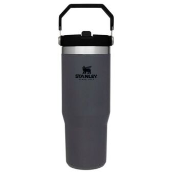 Botella térmica stanley 887ml pico flip straw tumbler y manija gris