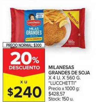 Carrefour Market Lucchetti Milanesas Grandes De Soja x 4 U x 560g oferta