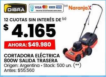 Changomas Cortadora eléctrica 800w salida trasera dibra naranjax oferta