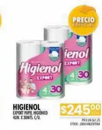Pigmento Higienol export papel higiénico oferta