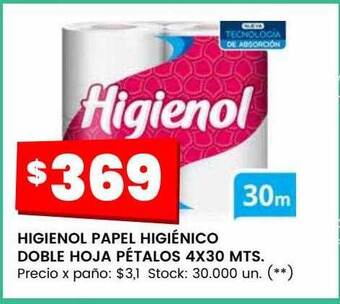 Changomas Higienol papel higiénico doble hoja pétalos oferta