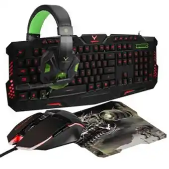 Frávega Combo gamer wesdar semi mecanico 4 en 1 mouse teclado pad auriculares pc oferta