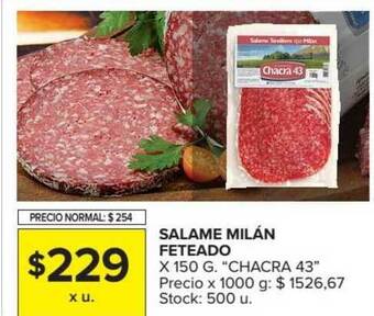 Carrefour Chacra 43 Salame Milán Feteado x 150g oferta