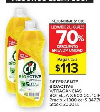 Carrefour Market Cif Detergente Bioactive V/Fragancias Botella x 500cc oferta