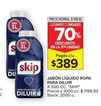 Carrefour Market "Skip" Jabón Líquido Ropa Para Diluir x 500cc oferta
