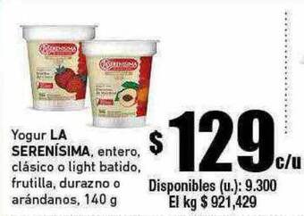 Cooperativa Obrera Yogur la serenisima oferta