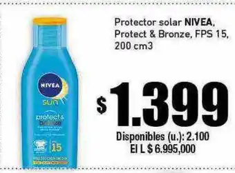Cooperativa Obrera Protector solar nivea protect & bronze fps 15 oferta