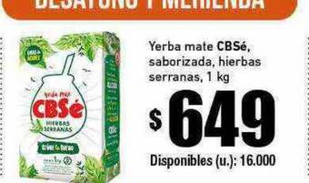 Cooperativa Obrera Yerba mate cbsé saborizada hierbas serranas oferta