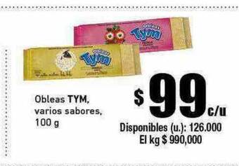 Cooperativa Obrera Obleas tym varios sabores oferta