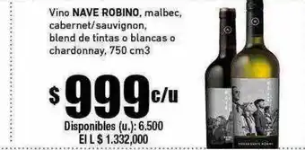 Cooperativa Obrera Vino nave robino malbec cabernet sauvignon blend de tintas o blancas o chardonnay oferta