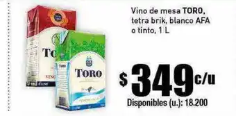Vino de mesa toro tetra brik blanco afa o tinto