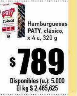 Cooperativa Obrera Hamburguesas paty clasico oferta