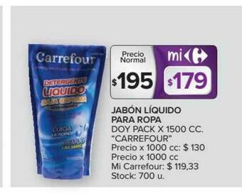 Carrefour Carrefour Jabón Líquido Para Ropa Doy Pack x 1500 cc oferta