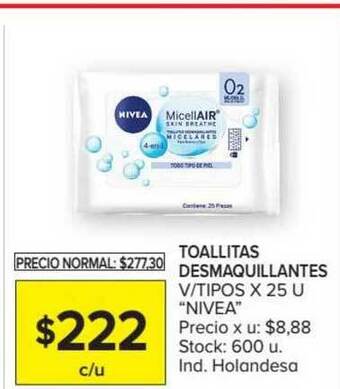 Carrefour Nivea Toallitas Desmaquillantes V Tipos x 25u oferta