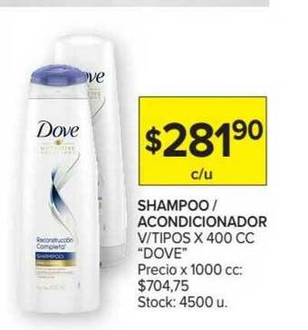 Carrefour Dove Shampoo Acondicionador V Tipos x 400cc oferta