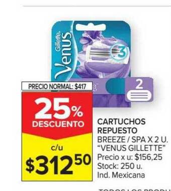 Carrefour "Venus Gillette" Cartuchos Repuesto Breeze / Spa x 2 u. oferta
