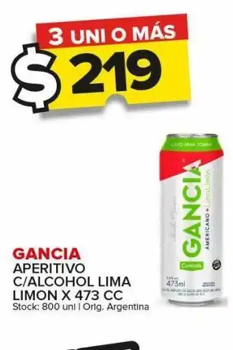 Carrefour Maxi Aperitivo gancia c/ alcohol lima limón lata x 473cc oferta