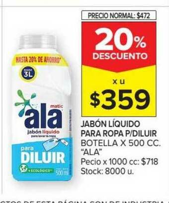 Carrefour "Ala " Jabón Líquido Para Ropa P Diluir Botella x 500cc oferta