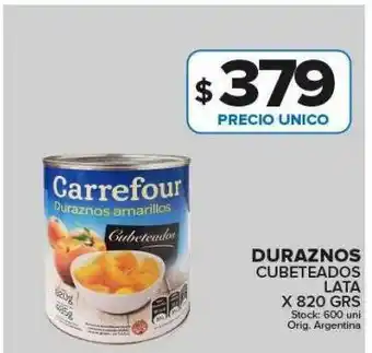 Carrefour Maxi Duraznos cubeteados lata x 820g oferta