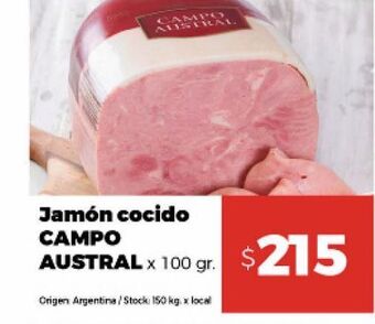 Disco Jamón cocido campo austral x 100 gr oferta
