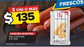 Carrefour Maxi Salchichas chacra nuestra x 6uni oferta