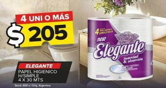 Carrefour Maxi Papel higiénico elegante h/simple 4 x 30m oferta
