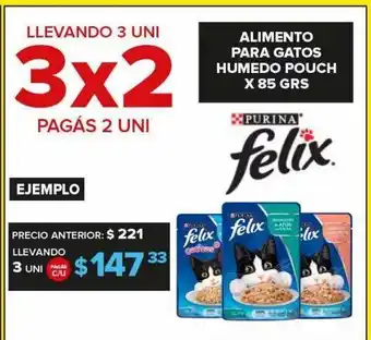 Carrefour Maxi Alimento balanceado para gatos felix húmedo pouch 85g oferta