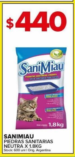 Carrefour Maxi Piedras sanitarias sanimiau neutra 1,8kg oferta