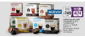 Carrefour Carrefour Cápsulas De Café V Sabores x 16u oferta
