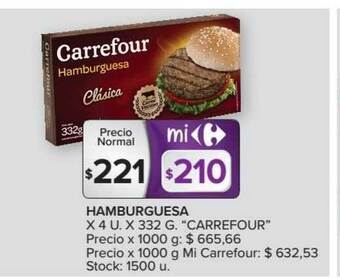 Carrefour Carrefour Hamburguesa x 4 u x 332 g oferta