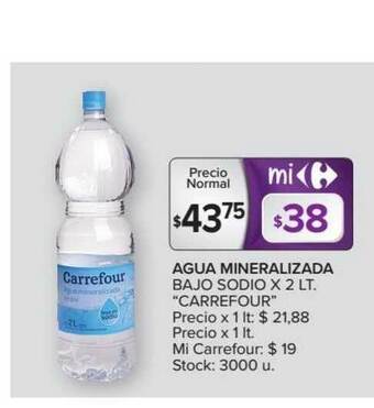Carrefour Carrefour Agua Mineralizada Bajo Sodio x 2Lt oferta