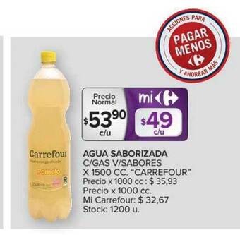 Carrefour Carrefour Agua Saborizada C Gas V Sabores x 1500 cc oferta