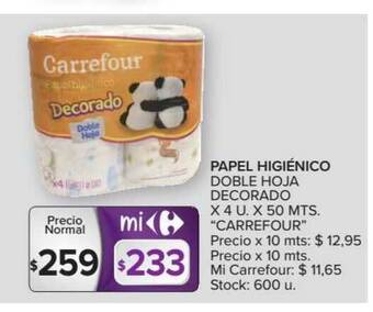 Carrefour Carrefour Papel Higiénico Doble Hoja Decorado x 4u. x 50mts. oferta