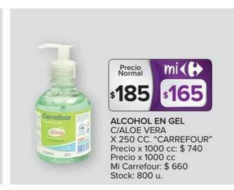 Carrefour Carrefour Alcohol En Gel C Aloe Vera x 250cc oferta