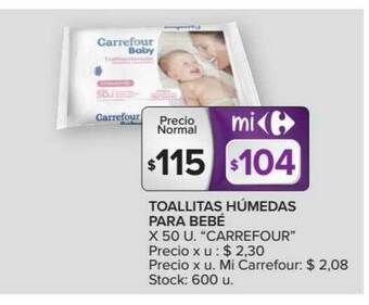 Carrefour Carrefour Toallitas Húmedas Para Bebé x 50 u oferta