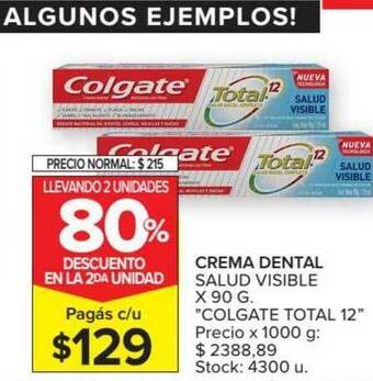 Carrefour "Colgate Total 12'' Crema Dental Salud Visible x 90g oferta