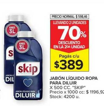Carrefour Skip Jabón Líquido Ropa Para Diluir x 500cc oferta