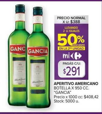 Carrefour Gancia Aperitivo Americano Botella x 950 cc oferta