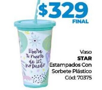 Diarco Vaso Star Estampados Con Sorbete Plástico oferta