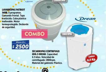 Drean Lavarropas Patriot 56rb Secarropas Centrifugo Qf 6. 5 kilos