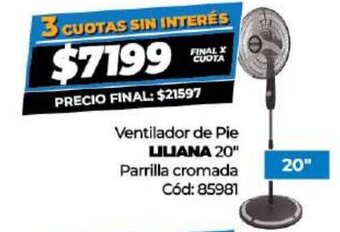 Diarco Ventilador De Pie Liliana 20" oferta