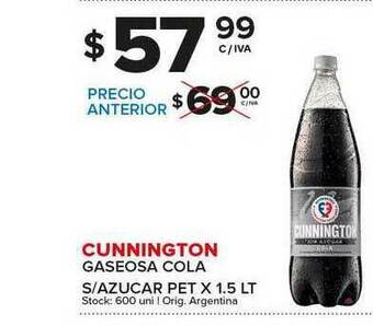 Carrefour Maxi Cunnington Gaseosa Cola S Azucar Pet x 1.5 Lt oferta