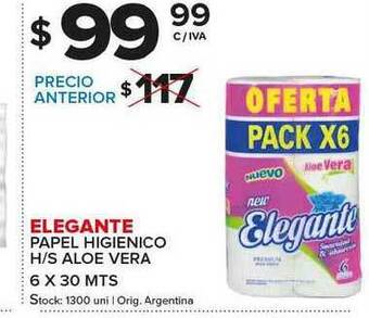Carrefour Maxi Elegante Papel Higienico H S Aloe Vera 6 x 30mts oferta