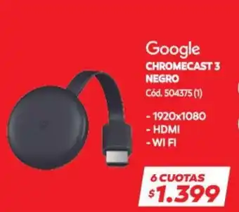 Naldo Lombardi Google Chromecast 3 Negro oferta