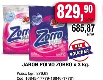 Maxiconsumo Jabon Polvo Zorro x 3 kg oferta