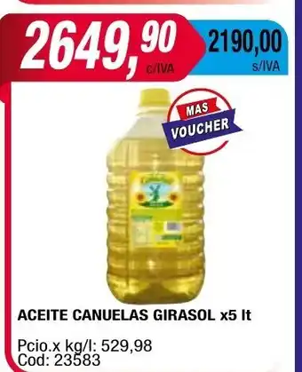 Maxiconsumo Aceite Canuelas Girasol x 5lt oferta