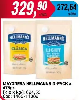 Maxiconsumo Mayonesa Hellmann's D-Pack x 475 gr oferta