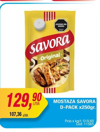 Maxiconsumo Mostaza Savora D-Pack x 250gr oferta
